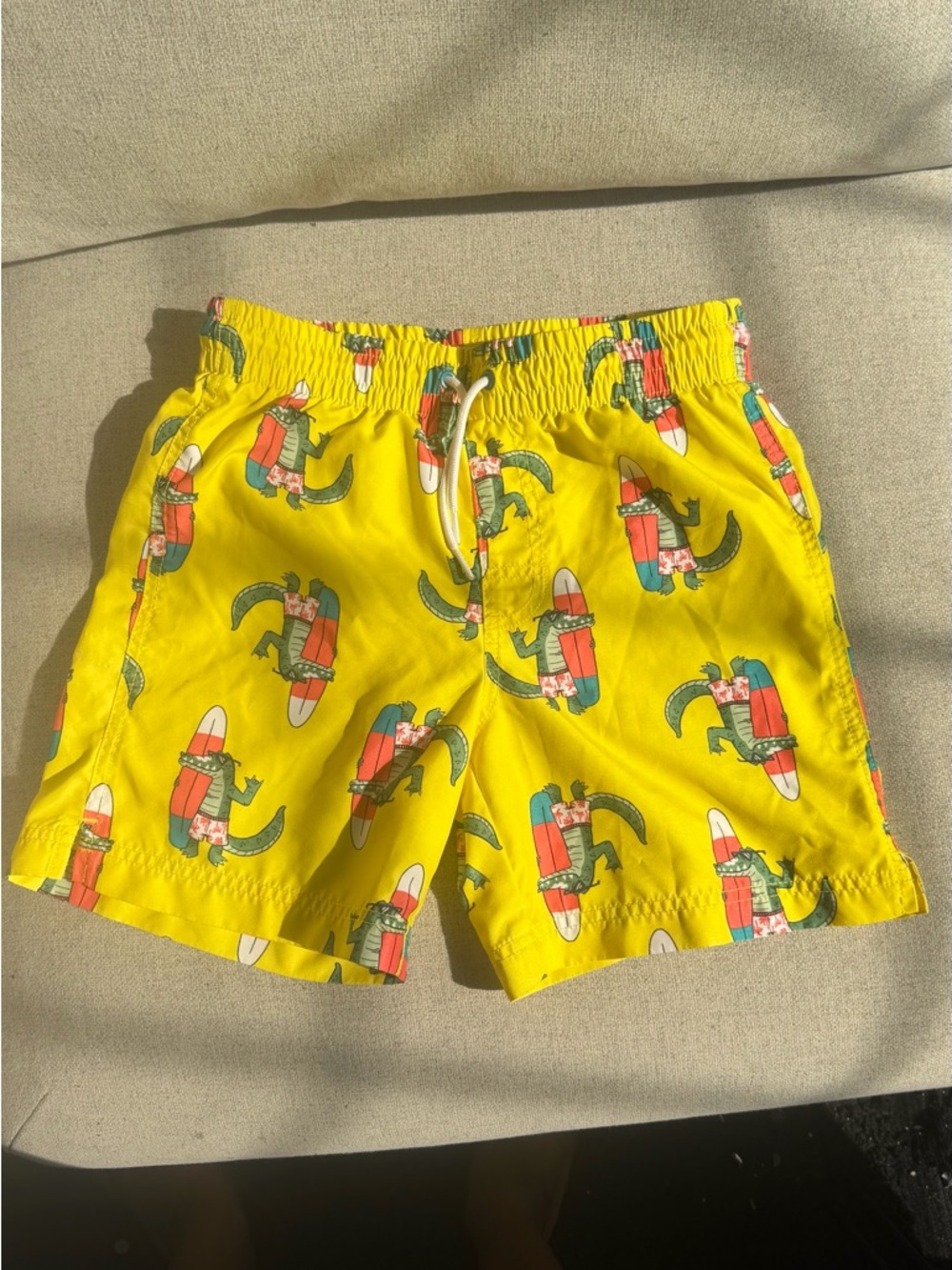 Old Navy Yellow Alligator Surfboard Swim Shorts